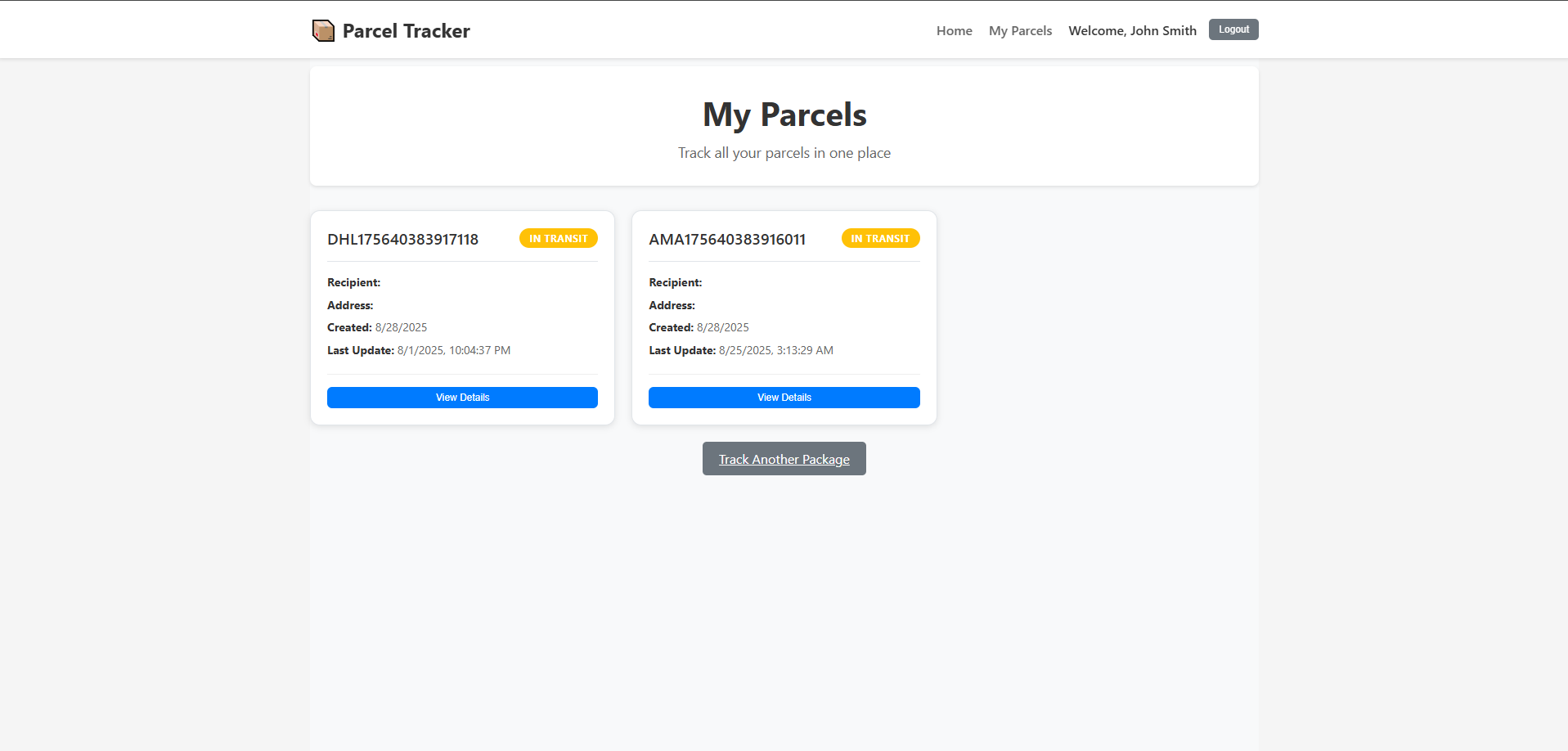 Parcel Tracker Screenshot 2