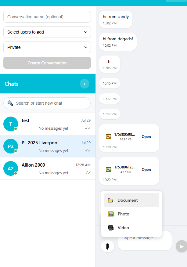 Real Time Chat App Screenshot 1