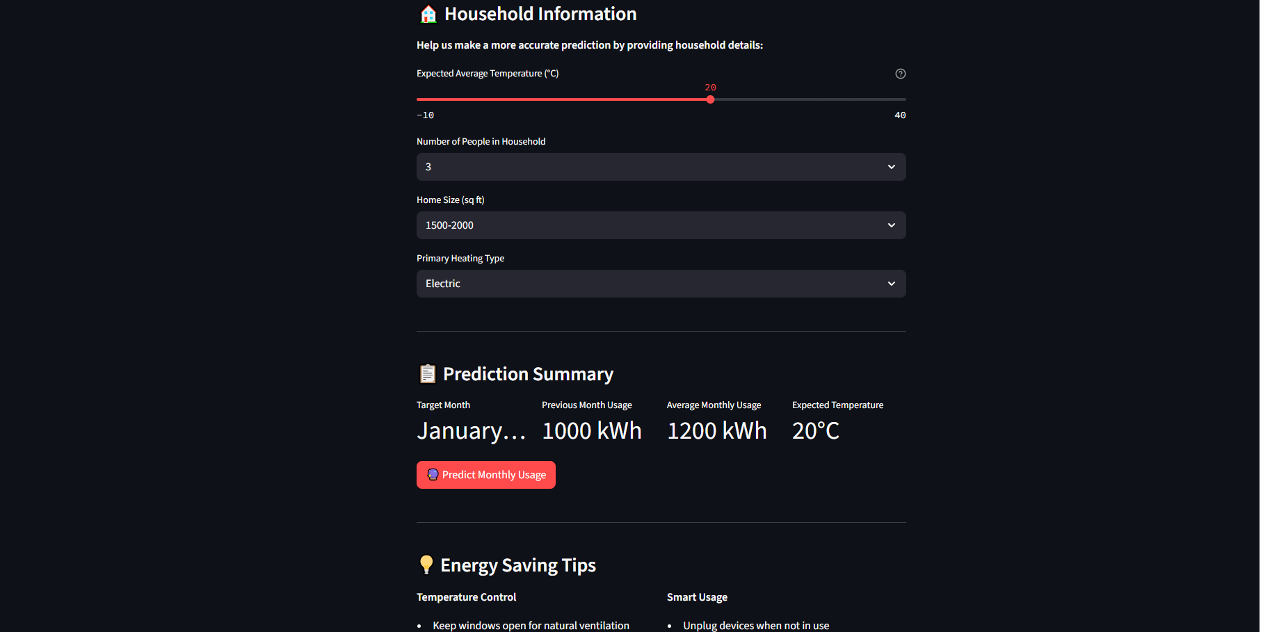 Electricity Consumption Prediction Screenshot 2